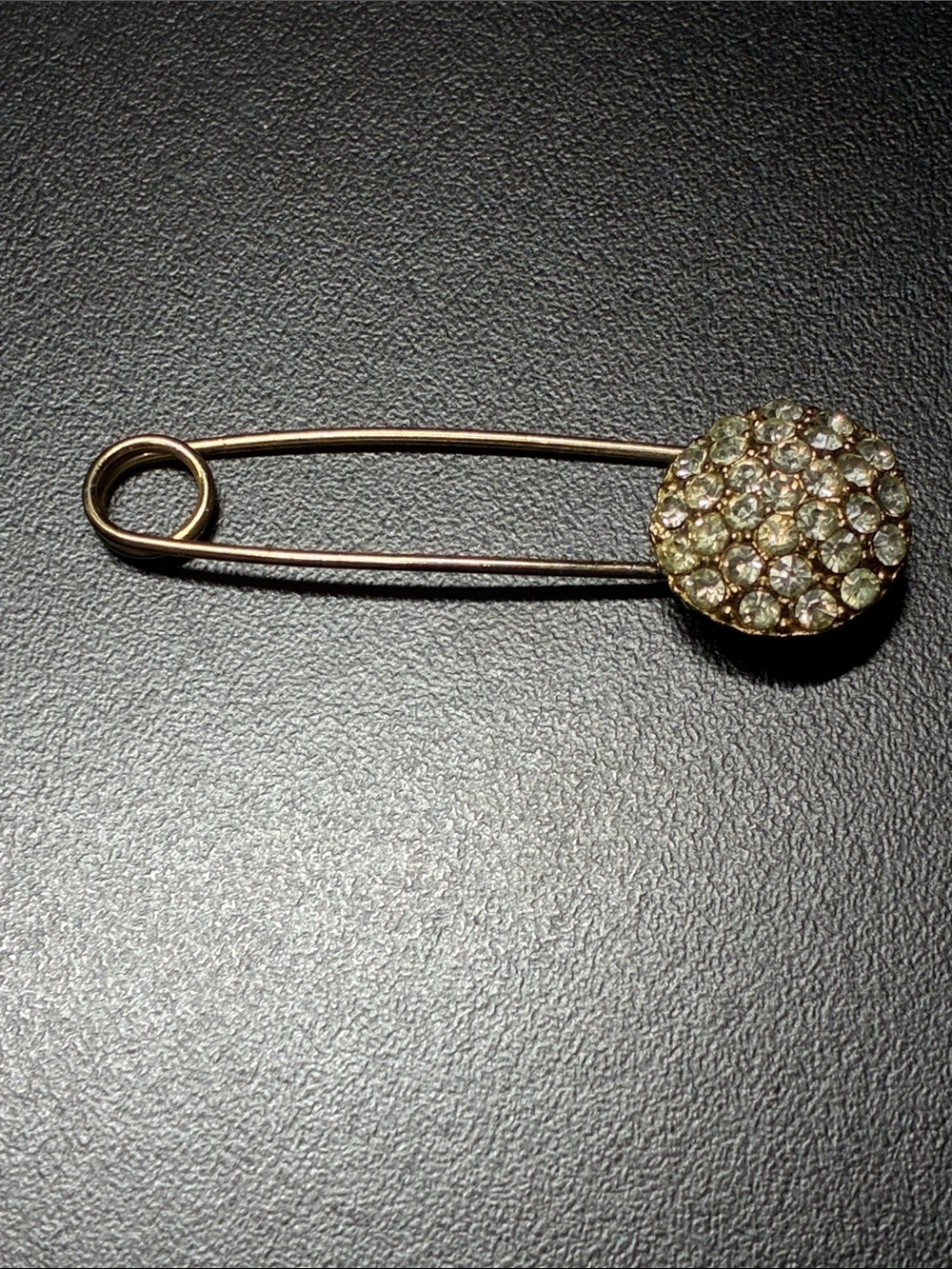 Vintage Gold Crystal Pave Safety Pin Brooch - Women Jewelry